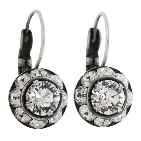 Liz Palacios Sterling Silver Plated Small Rondelle Swarovski Crystal Earrings D3 - Picture 1 of 5
